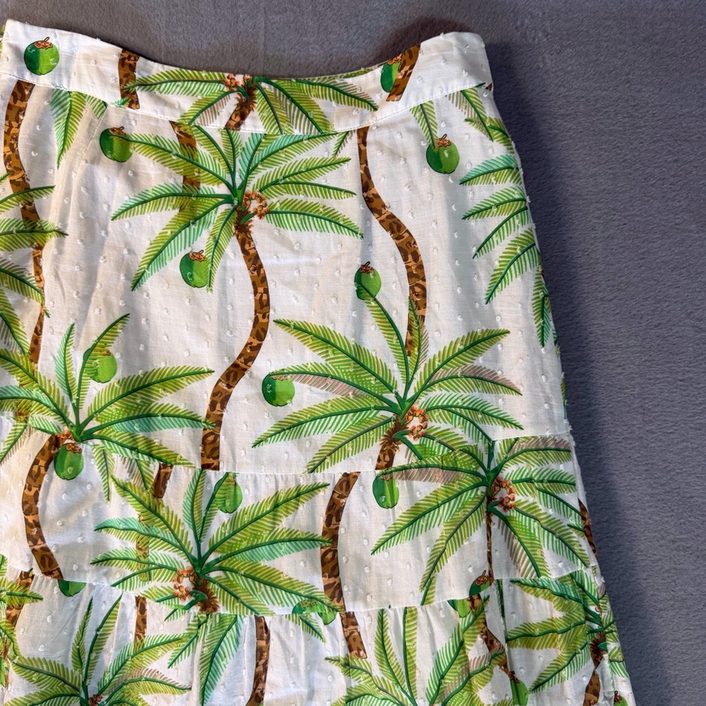 FARM Rio Tropical Palm Tree Print Tiered Maxi Skirt S Boho Summer Flowy Cotton - Picture 3 of 10